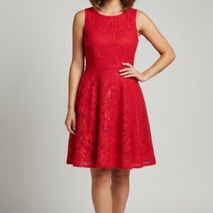 Romantic Red Lace A-Line / Skater Dress (Size 10 Petite)